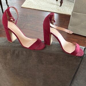 New Look Deep Red Block Heels